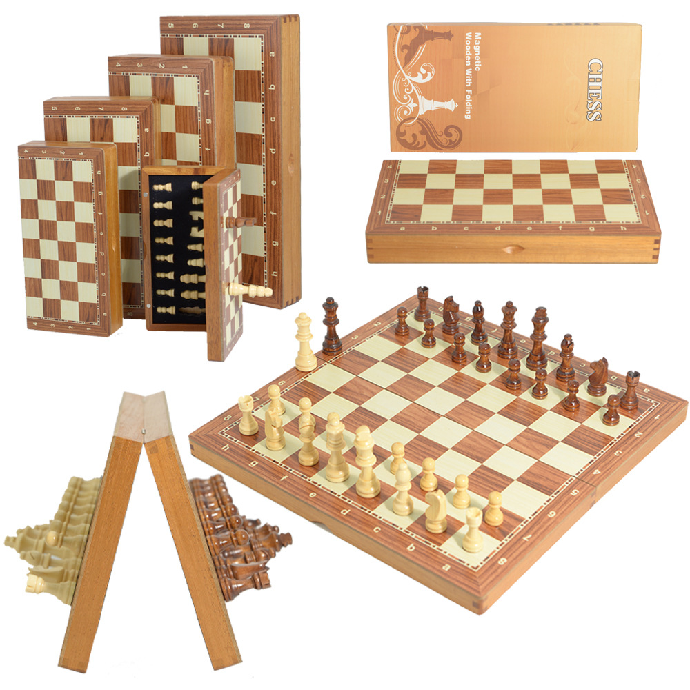 Board Game Yearbook - Magnetic Wooden Folding Chess Set Felted