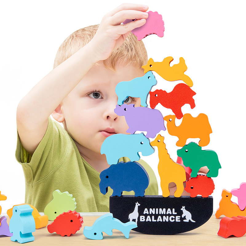 Board Game Idea - Montessori Children Wooden Animal Balance Blocks