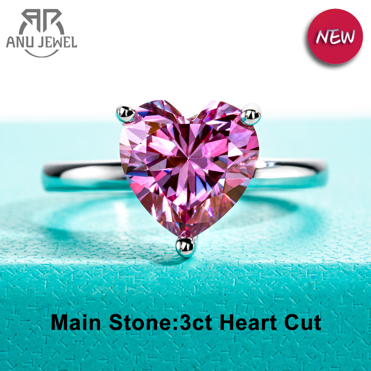 Board Game For Couple - AnuJewel 3ct Heart Cut Sakura Pink