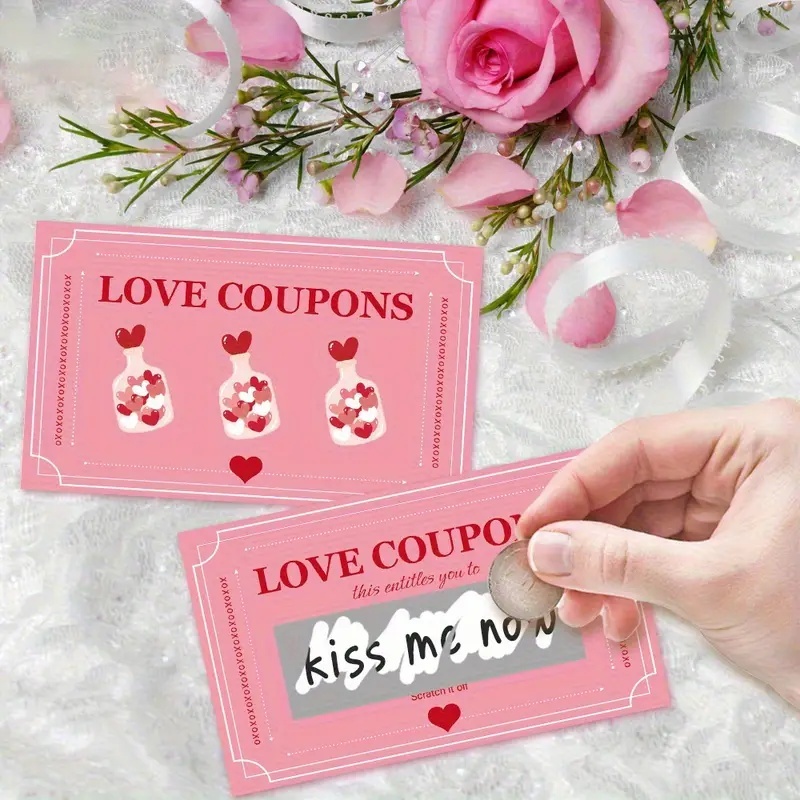 Board Game For Couple - 30 Pcs Pink Lucky Scratch Cards.