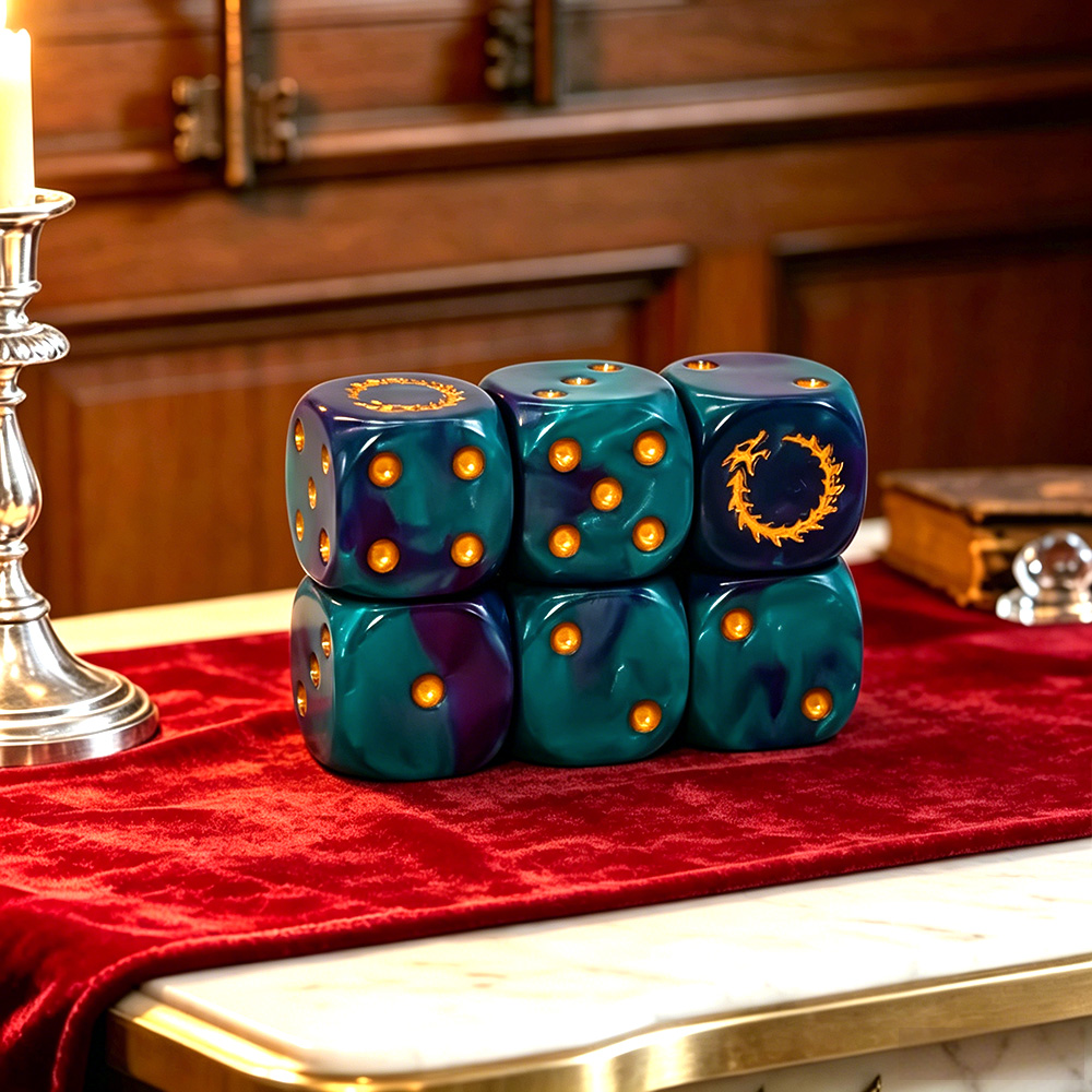 Board Game Rpg - 6Pcs Deep Sea Gold Flame D6
