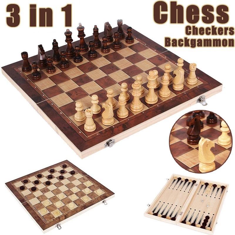 3 in 1 Chess Board, Folding Wo - đánh giá và giá Board Game Quacks