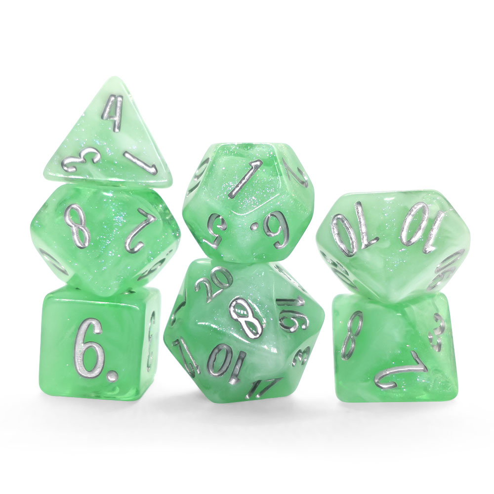 7Pcs Mint Green Swirl Glitter  - đánh giá và giá Board Game Rpg