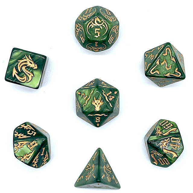 7Pcs Green Swirl Acrylic DND D - đánh giá và giá Board Game Rpg