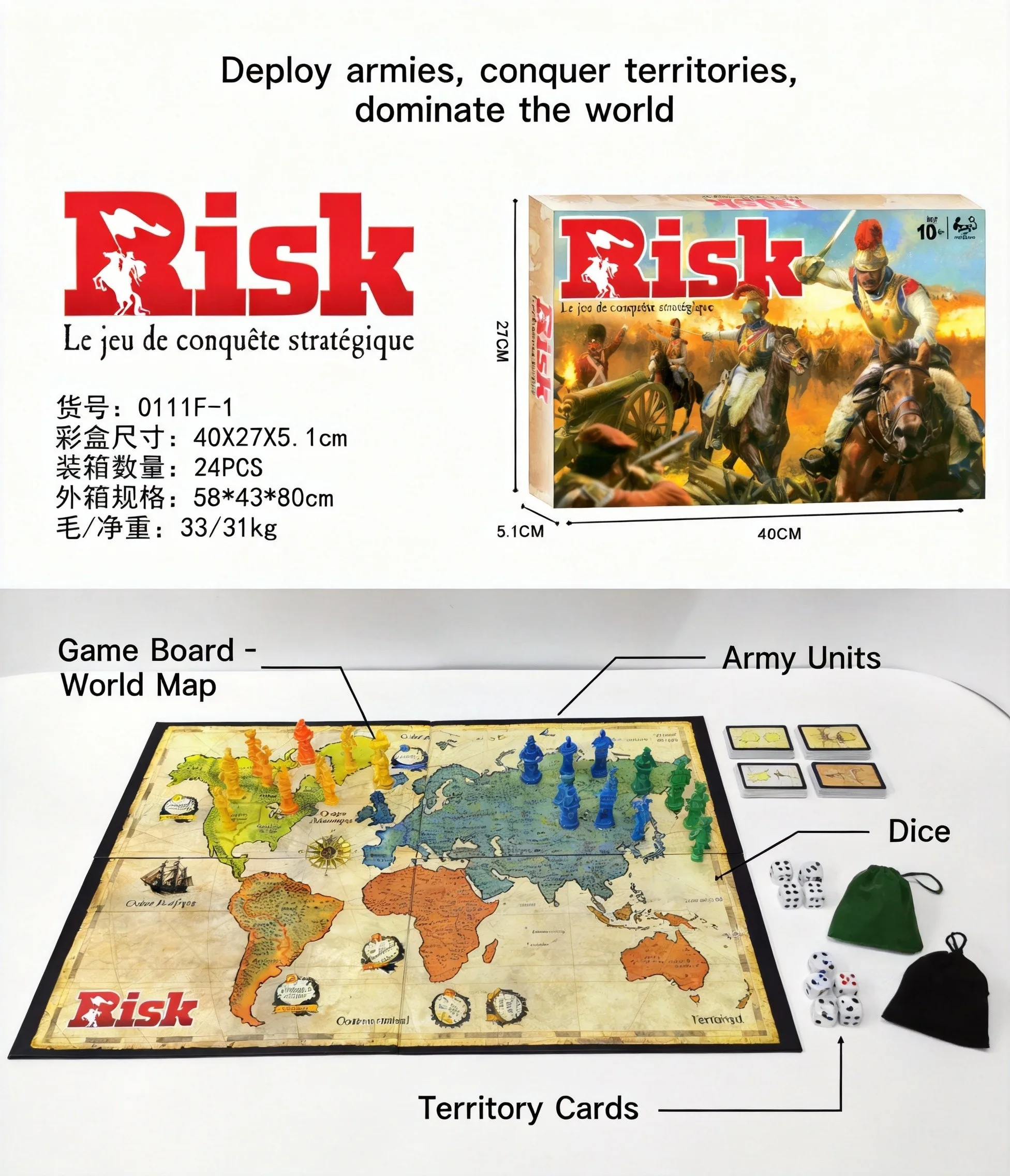French Risk Strategy Board Gam - đánh giá và giá Board Game Risk