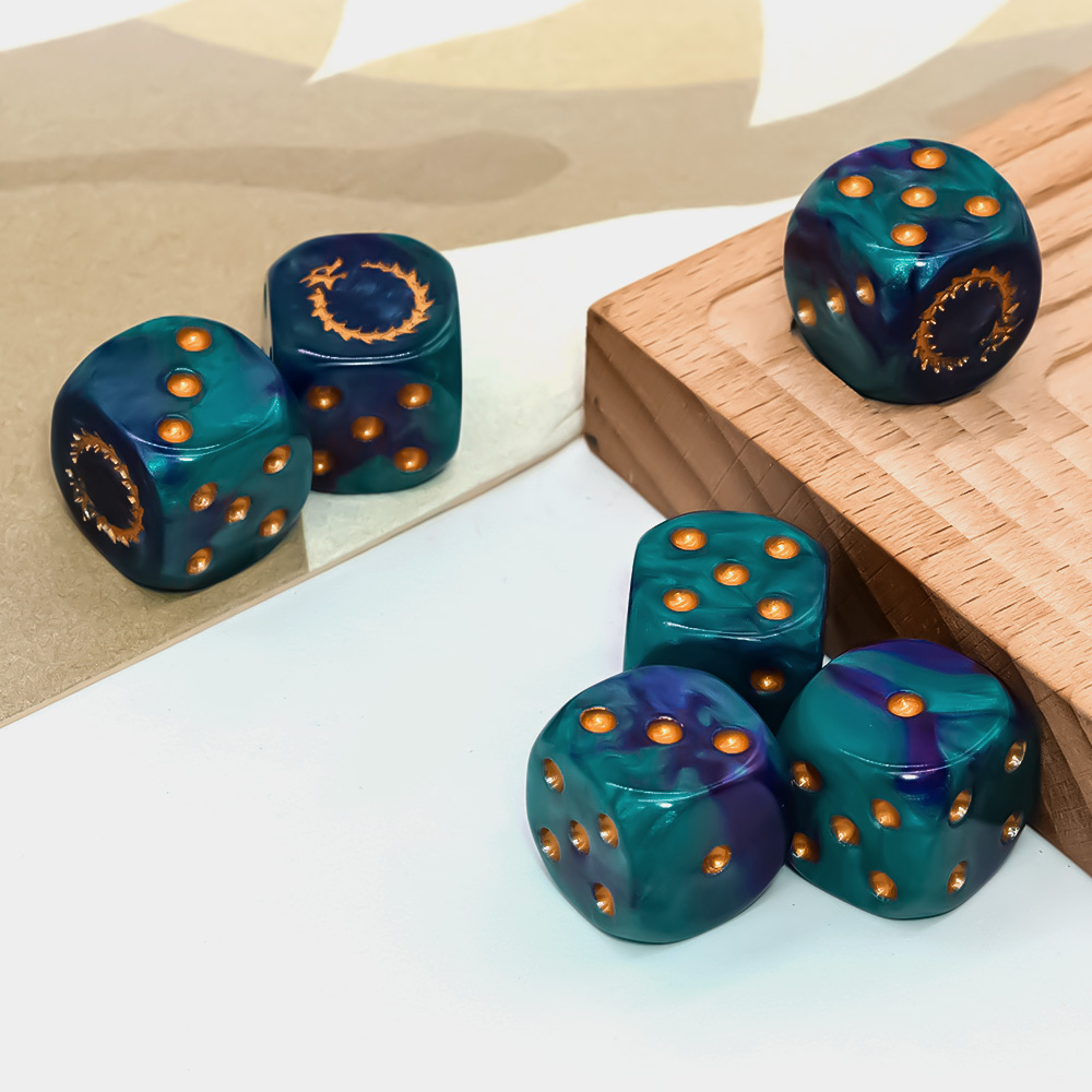 6Pcs Deep Sea Gold Flame D6 Di - đánh giá và giá Board Game Rpg