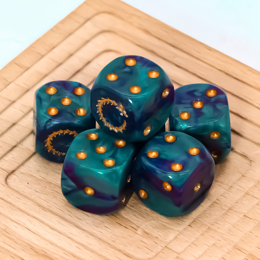6Pcs Deep Sea Gold Flame D6 Di - đánh giá và giá Board Game Rpg